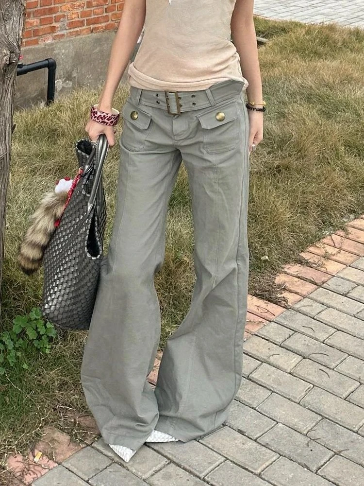 

Korean Fashion Slim Flare Jeans Women Spring 2026 New Casual Fashion Trousers Streetwear Casual Retro Pants