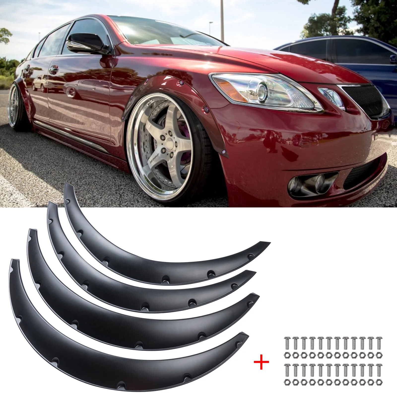 

For Lexus GS300 GS400 430 Fender Flares Concave Wide Body Wheel Arches 35mm 4pcs