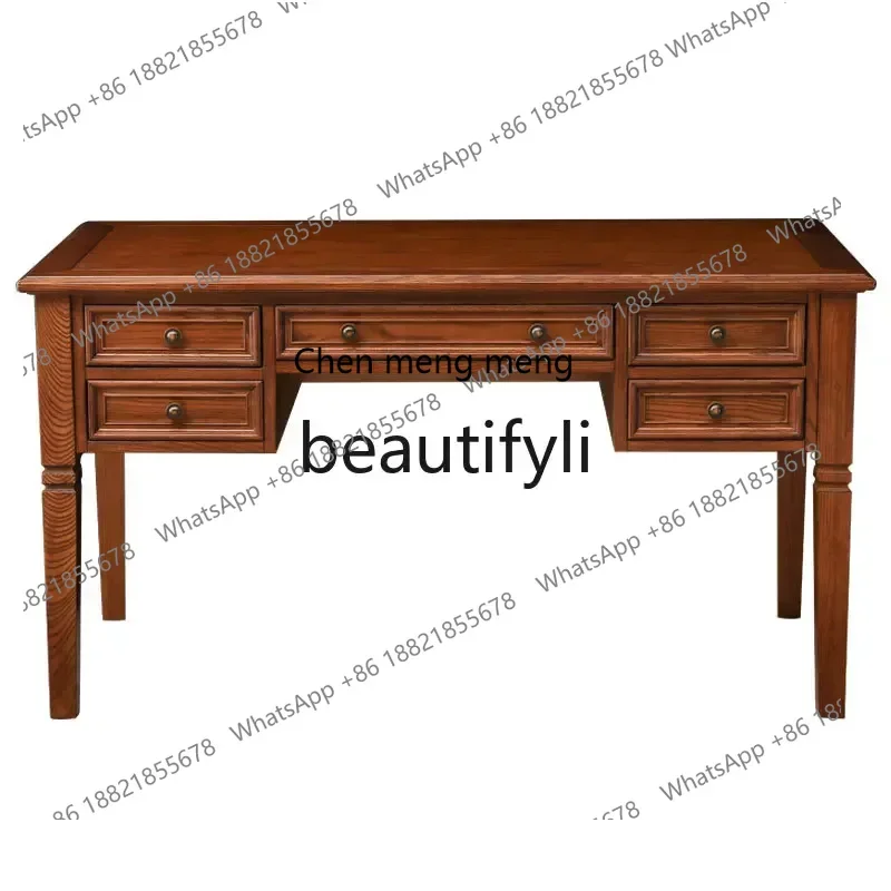 SS ss7486 American rural ash wood solid wood desk with chair 1.2 meters office 1.45 meters computer desk water-based paint white