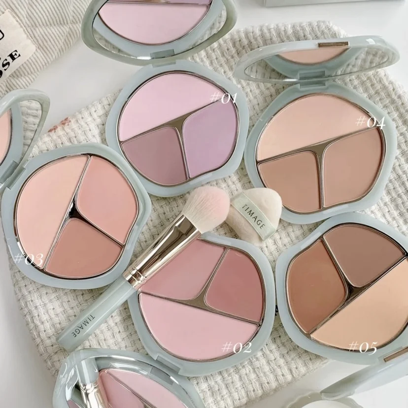 

TIMAGE 3-color blush palette, astringent color rouge palette, contouring highlighter, expanding color blush blue