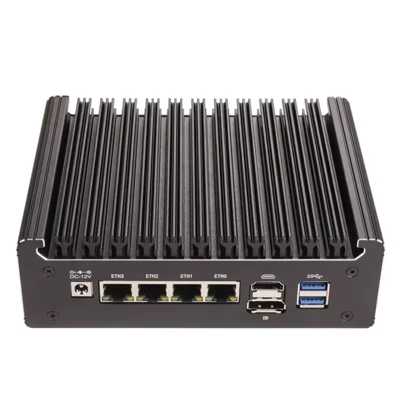 4 LAN i226-V 2.5G Solid Fanless Firewall Mini PC Intel N100 Pentium N6005 DDR4 COM USB-C pfSense OPNsense ESXi Computer