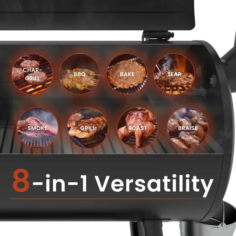 Commercial 8 in 1 BBQ Grill Upgrade Wood Pellet Smoker, with Latest PID Technology LCD Controller