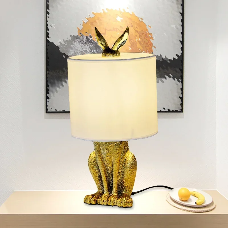 

Modern Resin Rabbit Table Lamps Nordic Retro Industrial Desk Lamp for Living Room Bedroom Bedside Study Decor Lights