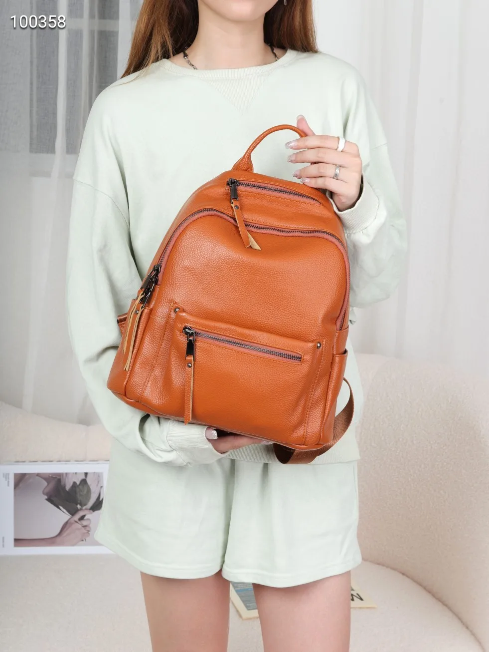 Mochila de couro genuíno à prova d'água feminina, bolsa de couro de vaca real, moda para meninas, bolsa de ombro de viagem