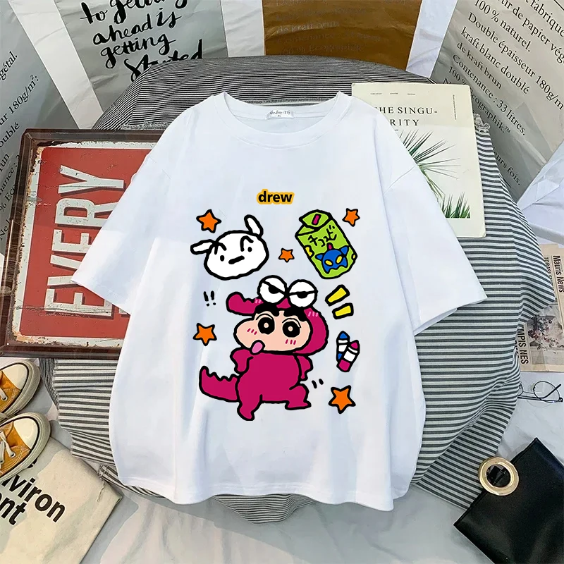 Crayon Shin-chan T Shirt Anime Cartoon Tees Woman Man Short Sleeve Boy Girl Breathable Tops Casual T-Shirt Summer Clothes Gift