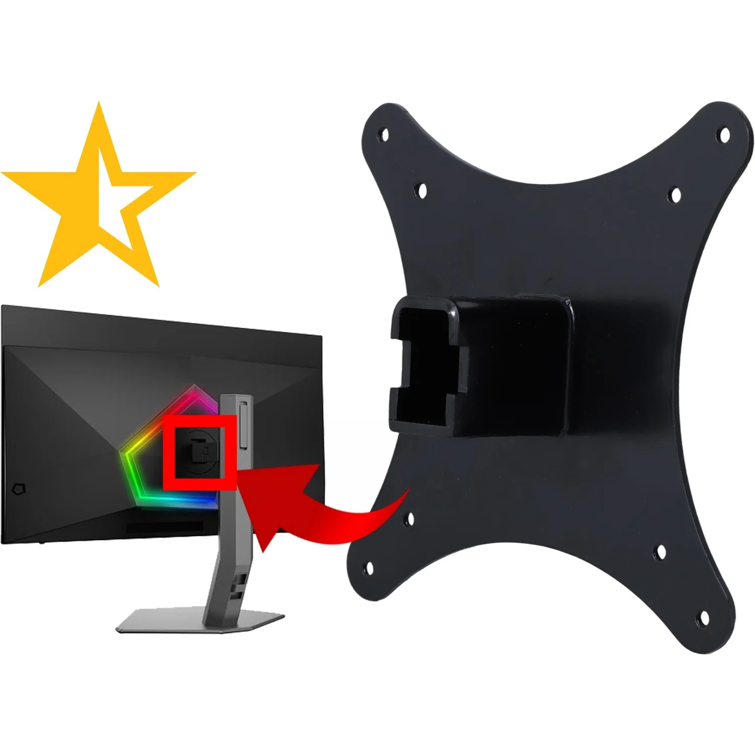 VESA Mount Adapter for AOC Agon PRO AG346UCD AG326UD Monitor Bracket Mounts to Stand / Arm / Desk Mount -Metal Material