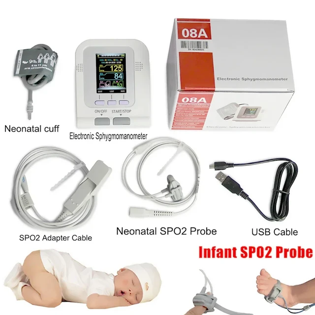 CONTEC08A cyfrowy ciśnieniomierz pediatryczne oprogramowanie NIBP Sfigmomanometr wybieralny mankiet noworodkowy lub sonda SpO2