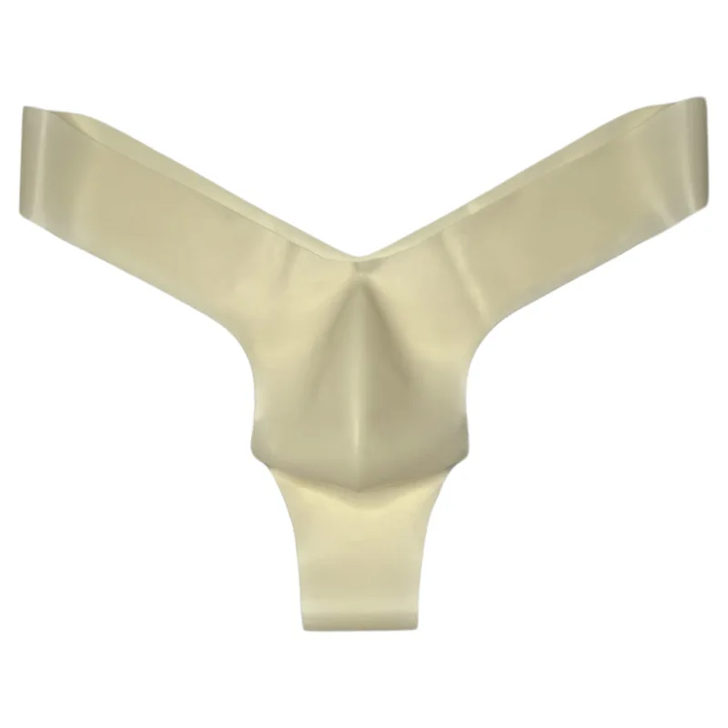 Men's Latex Underwear Elephant Nose Pouch Panties  Rubber Single Thong Translucent Low-Rise Exotic Lingerie Briefs Nightwear