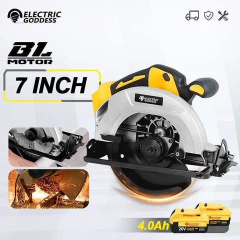 Dewalt 20v 배터리에 적합 7 인치 브러시리스 전기 원형 톱 무선 전기 톱 목공 휴대용 목재 커터