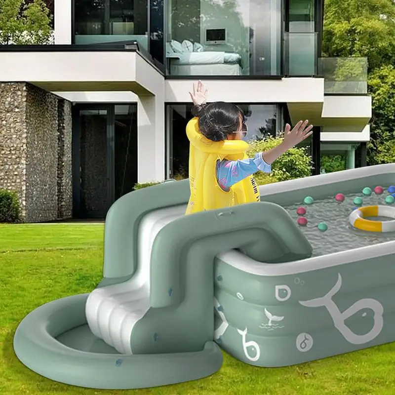 Piscina inflable sin toldo para niños, piscina infantil de PVC grueso con tobogán, piscinas al aire libre para la familia