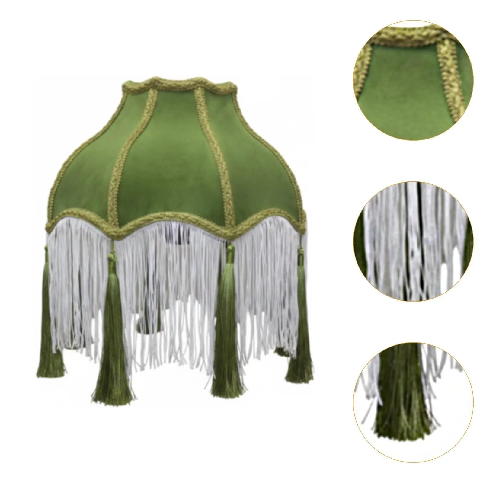 

Зеленый бархатный абажур с бахромой и колоколообразным дизайном, декоративный чехол для настольной/напольной лампы, для домашнего освещения, E27