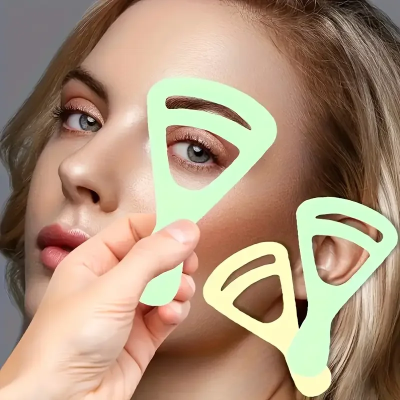 2pcs/ Eyebrow Drawing Assistant - Natural Arc Eyebrow Shaping Card, Reusable Plastic Template, Convenient to Carry During Travel
