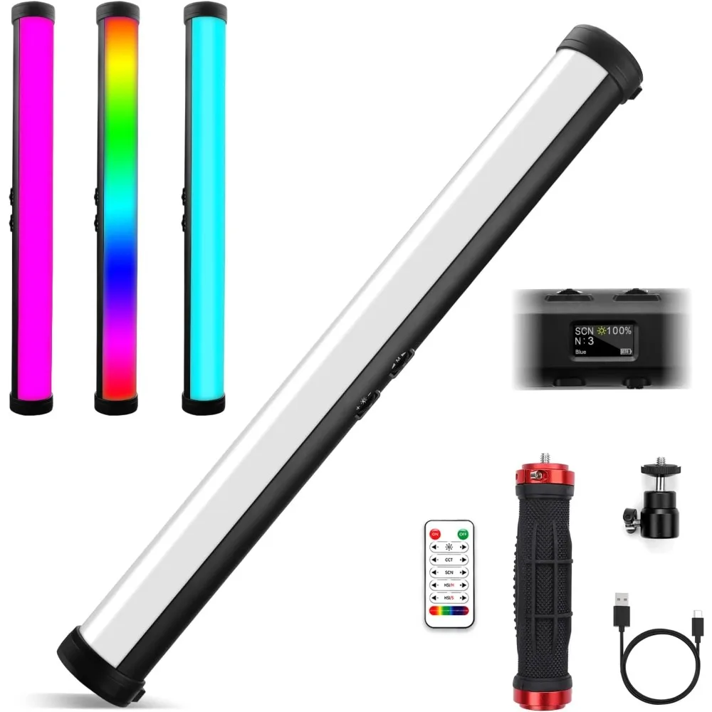 portatil rgb led video light stick wand obeamiu 2600 9600k iluminacao de fotografia de estudio bateria recarregavel 5000mah 21 luzes 01