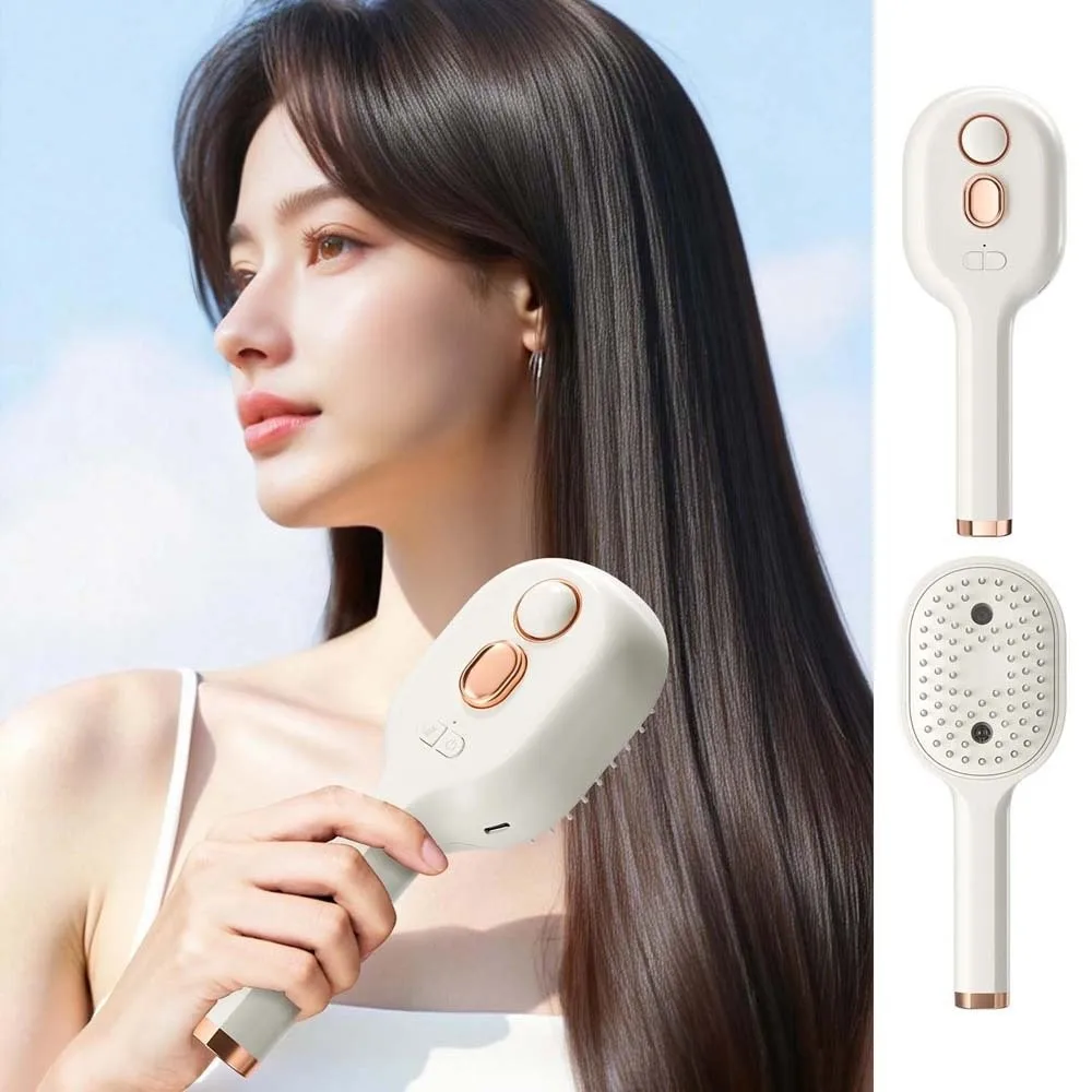 Electric Spray Hairbrush Nano Mist Anti-Static Scalp Massager Comb Portable Lightweight Cushion Comb for 3.7V/400mAh Women