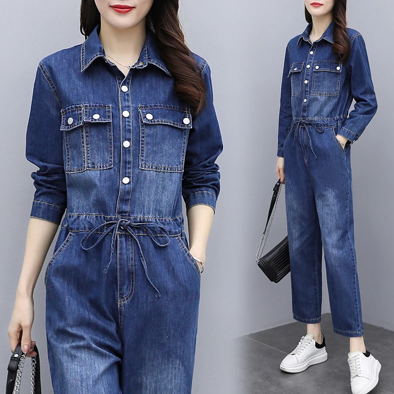 

Jumpsuit Women Rompers Overalls Jeans Wide Leg Pants Playsuits Streetwear Women Clothing Outfit Large Size Bodysuit