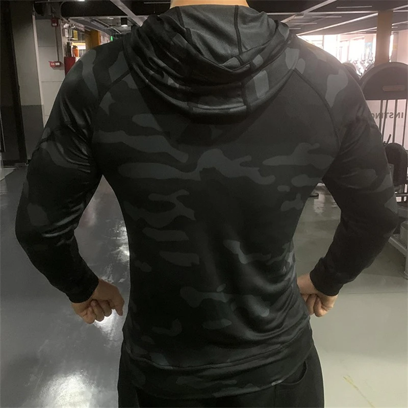 Men Outdoor Sports Jackets Hoodies Quick Dry Fit Long Sleeve Tops with Hood Male Running Sweatshirts 2023 Casual Jacket Hoodies