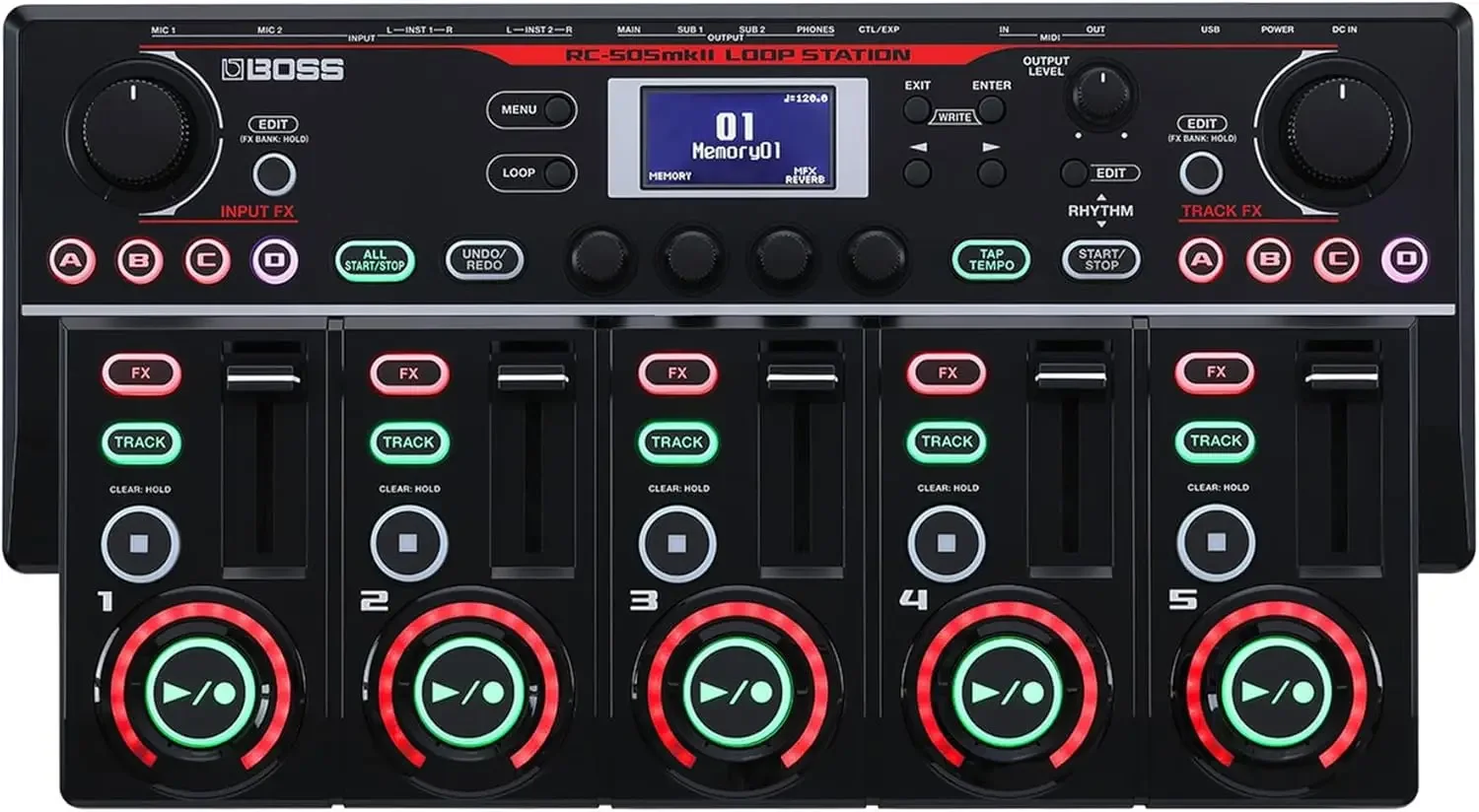 

Industry-Standard Tabletop Looper, Updated & Enhanced | 5 Simultaneous Stereo Phrase Tracks | Massive Onboard Effects Selection