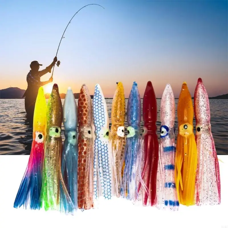 20Pcs Squids Skirts Fishing Baits Soft Octopuses Lure Colorful Trolling Fishing Lure Saltwater Fishing Tackle Enduring