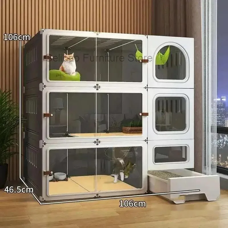 

Modern Minimalist Cat Cage Cats Litter Box Integrated Cat House Light Luxury Large Free Space Household Indoor Cages for Cats