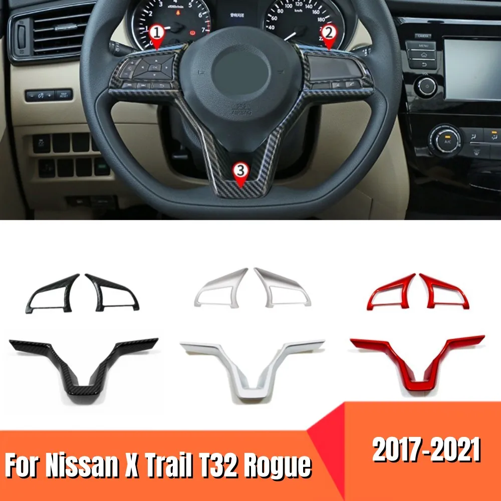 

For Nissan X-Trail T32 Rogue Kicks 2017-2021 Altima Qashqai J11 2019 2020 Car Steering Wheel Covers Trim Sticker Accessories