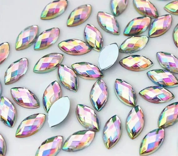 

Acrylic All Size Rhinestone AB Navette Flatback Clothing Beads Wedding Accessories Are Used For Decoration And DIY