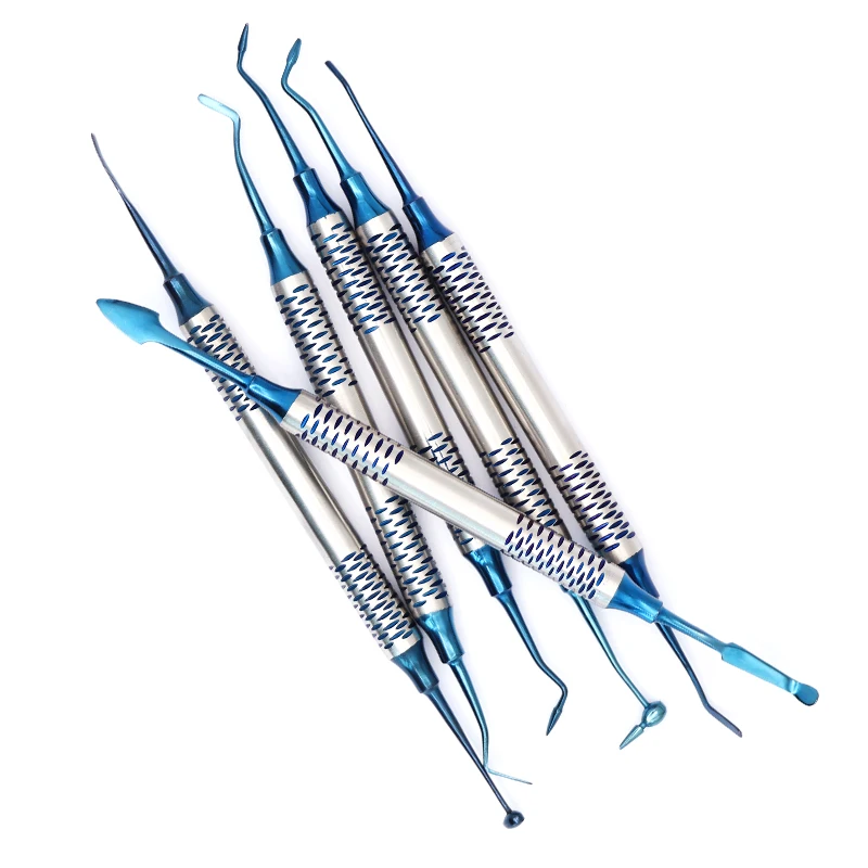 

6pcs Dental Composite Resin Filling Spatula Titanium plated Head Resin Filler Set Oral Care Tool Teeth Whitening