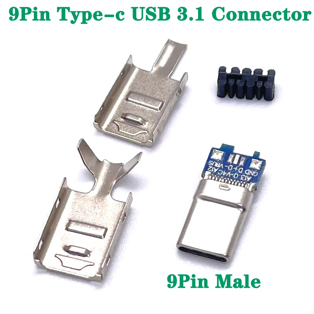 

1/10set TYPE C USB 3.1 9Pin Male Plug Welding Connector Adapter with Housing Type-C Charging Plugs Data Cable Accessories Repair