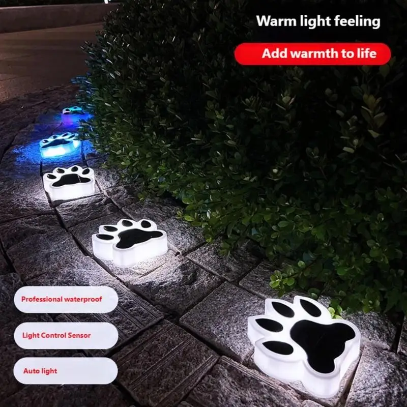 

4Pcs Solar Paws Print Light Outdoor Waterproof Solar Garden Lights Pathway Lighting For Yard Patio Lawn Easy to Install D2RD