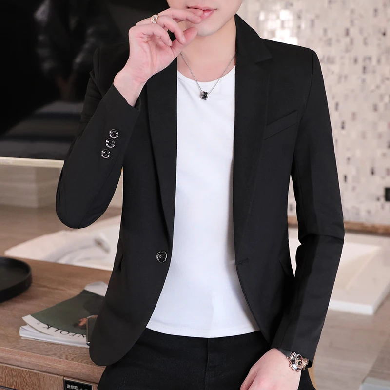 

Slim Fit Casual Men's Jaet Trendy Nightclub Wear Faionable Youth Spring Autumn Outerwear Stand Sve Length