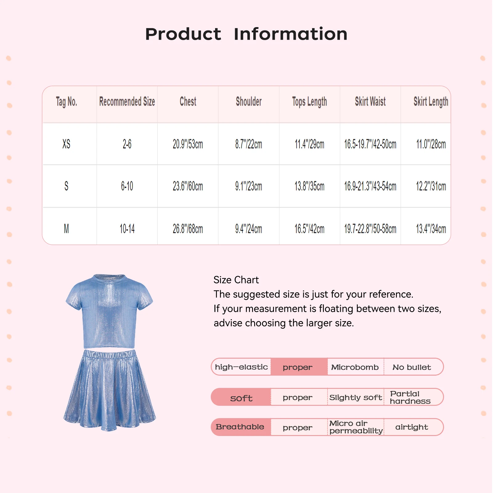 Kids Girls Metallic Ribbed Dance Outfits Short Sleeve T-shirt with Tutu Skirt for Hip Hop Cheerleading Modern Dance Performance