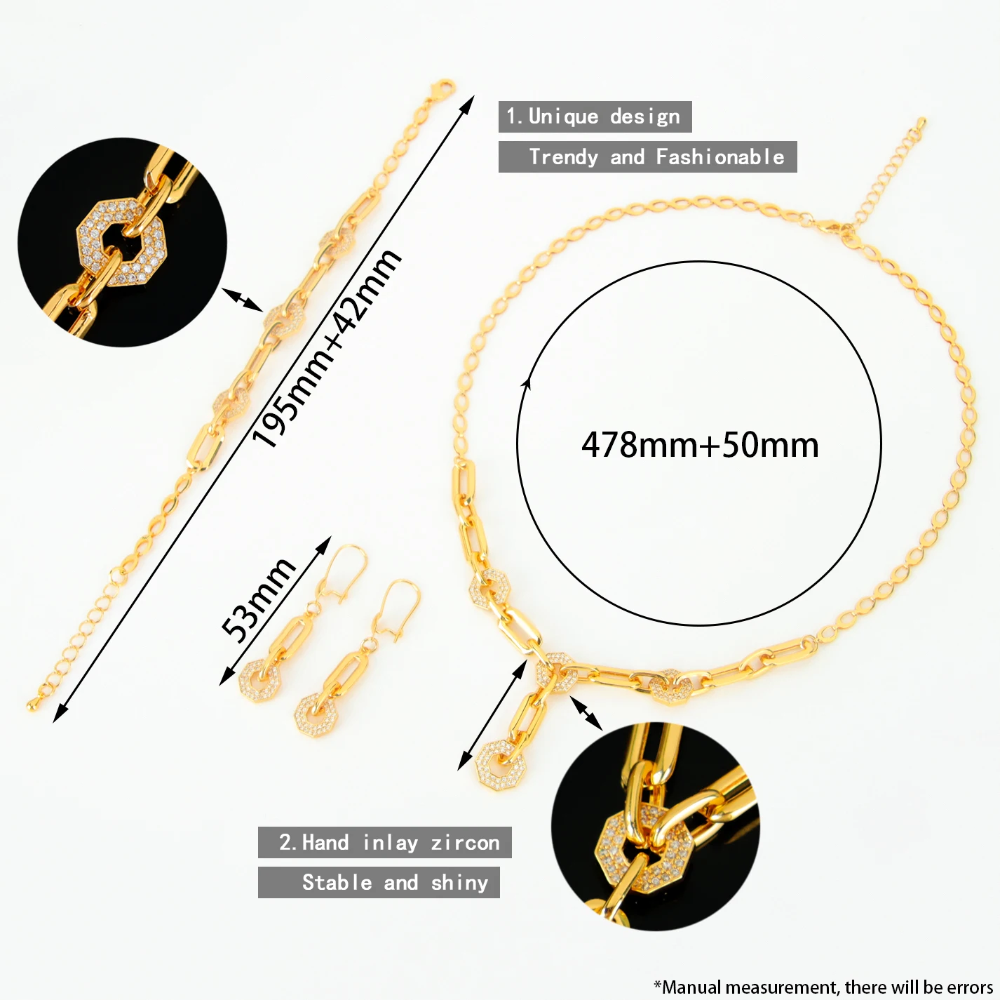 Dubai Fashion Jewelry Set 21k Gold Plated Italian Zirconia Necklace Bracelet Earrings Arabic Women Vintage Daily Party Jewelrys