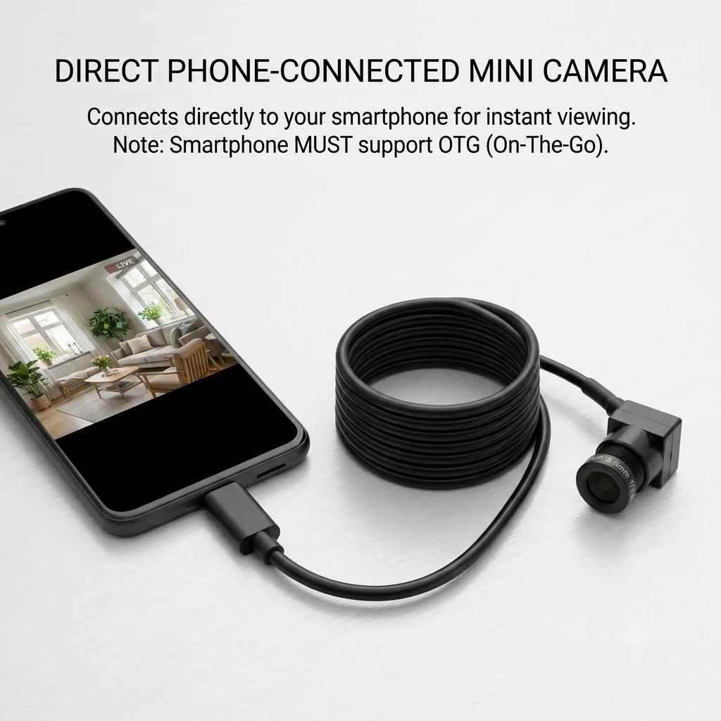 Mini USB Camera 15x15mm 1080P 2MP with Mic | OTG Webcam, UVC Plug & Play, Type-C Adapter,2.8mm/3.6mm/6mm/8mm/12mm Lens