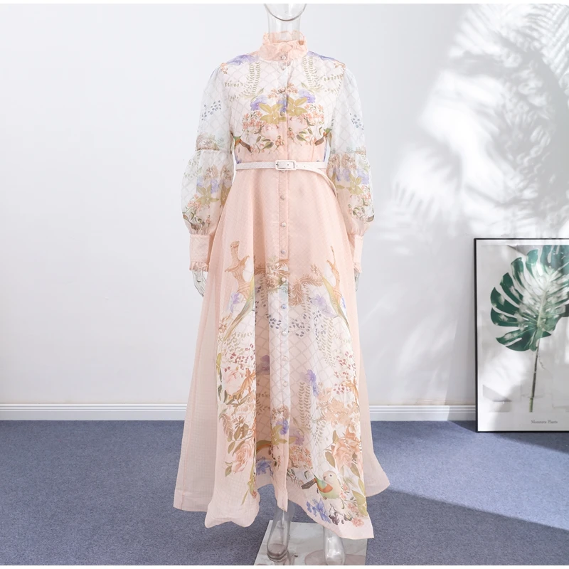 Printed Women's Maxi Dresses O-neck Big Swing Oversized Dress Irregular Hem Dresses Bohemian Female Robes Loose Partywear New