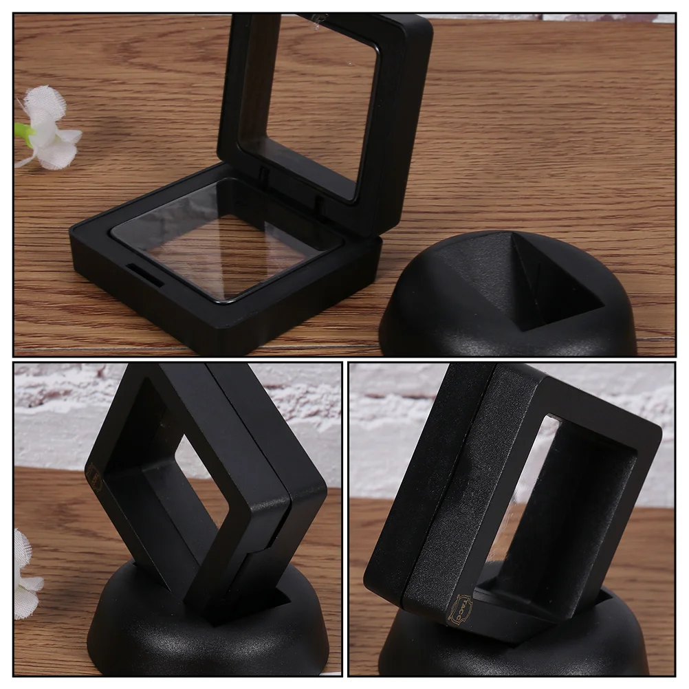 5pcs Commemorative Coin Display Case Square Premium Pp Material Tabletop Holder For Awards Coins Memorabilia Gift