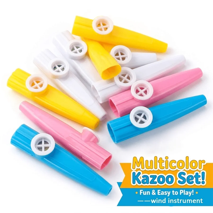 3/10/18pcs Random Color Plastic Kazoo Lightweight Simple Musical Wind Instrument Easy Play Music Companion for Guitar XJM