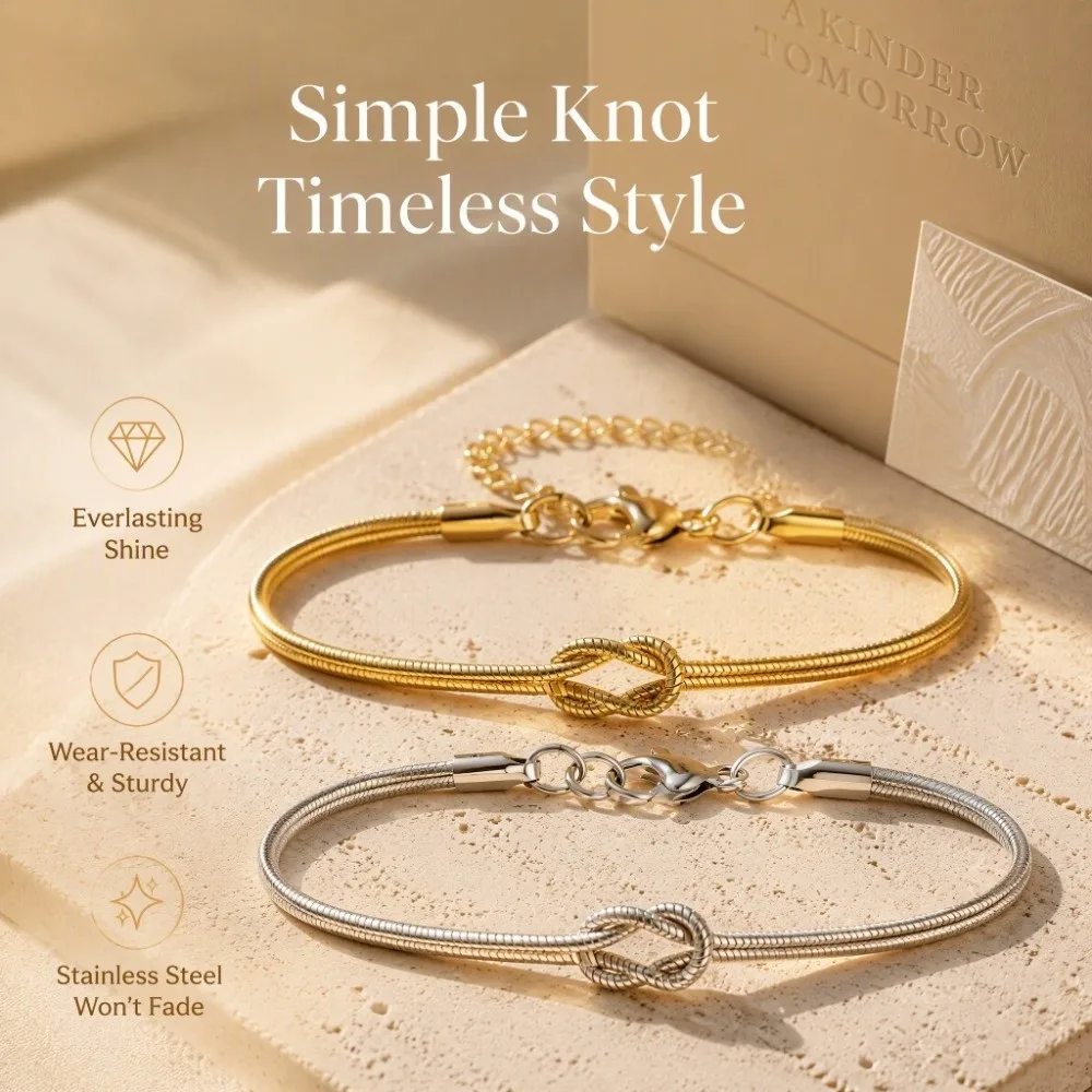 Fashion Stainless Steel Knotted Bracele 1 Pc Durable Couple Bracelets Simple Elegant Style Matching Bracelets Couple