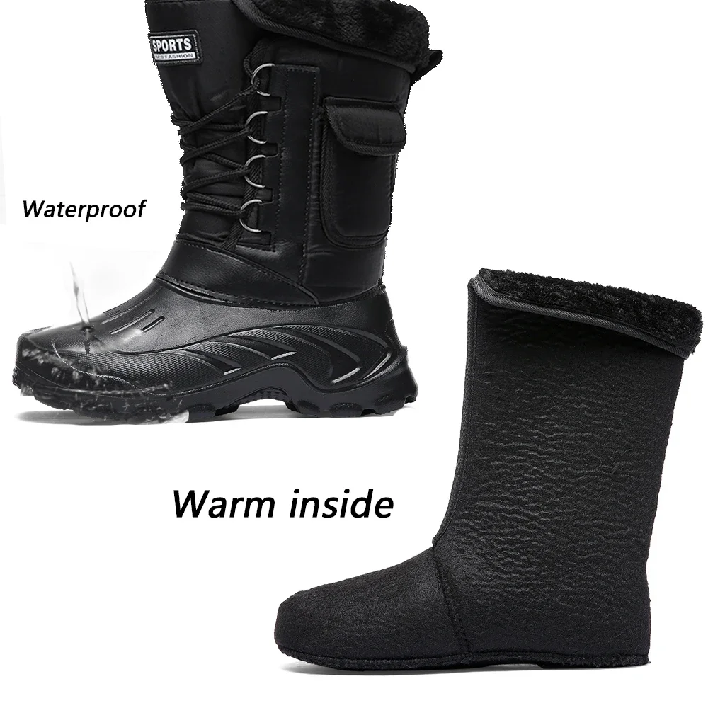 Botas de deporte al aire libre para hombre, zapatos impermeables, Botas de lluvia ligeras, botas de nieve de pesca, zapatos de trabajo, zapatillas de deporte, invierno, 2024