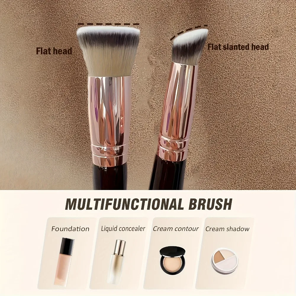 2in1 Double Ended Make-Up Borstel Grote Fan Conische Kop ABS Handvat voor Foundation Concealer Instelling Reizen Make Up Gezicht Tool