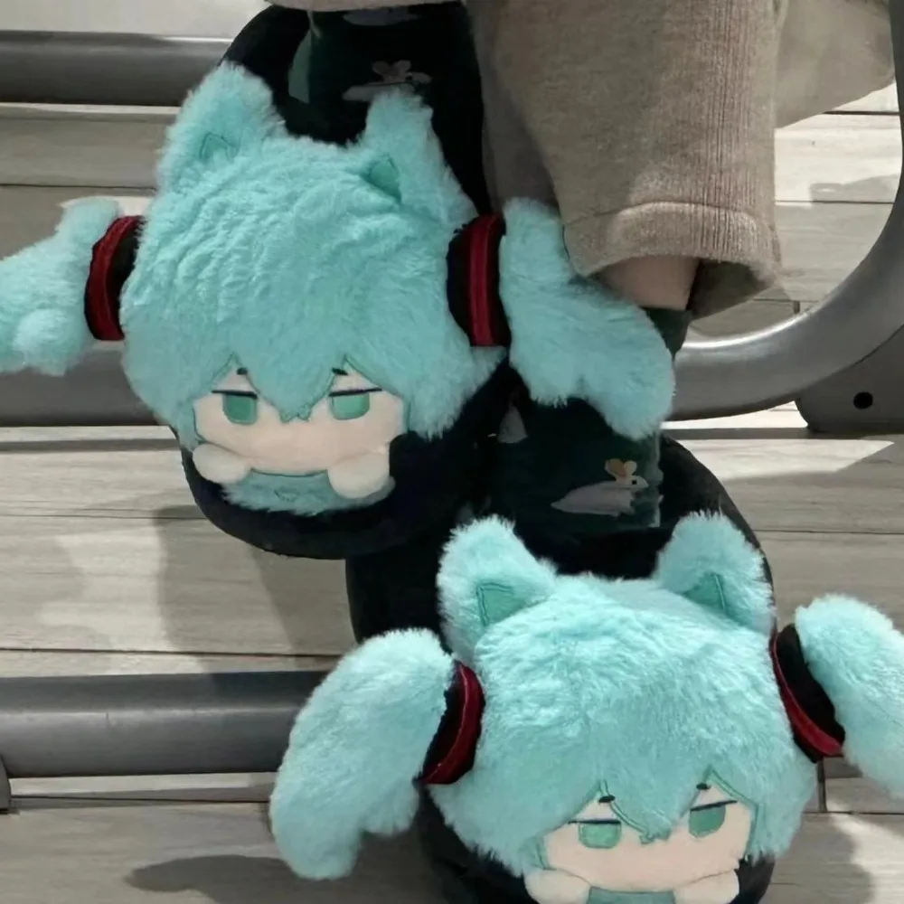 アニメーション-2d-初音ミク人形綿スリッパ漫画高見え汚れにくいソフトスリッパホーム暖かい滑り止めスリッパ