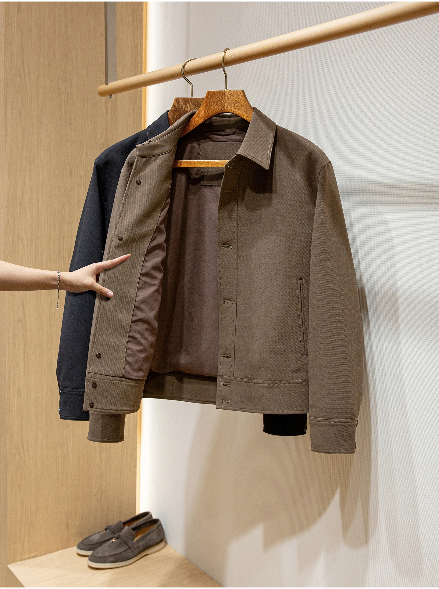 معطف Herringbone Lyocell من مزيج الصوف سترة إيطالية فاخرة للرجال كاجوال ذات طية صدر السترة #5