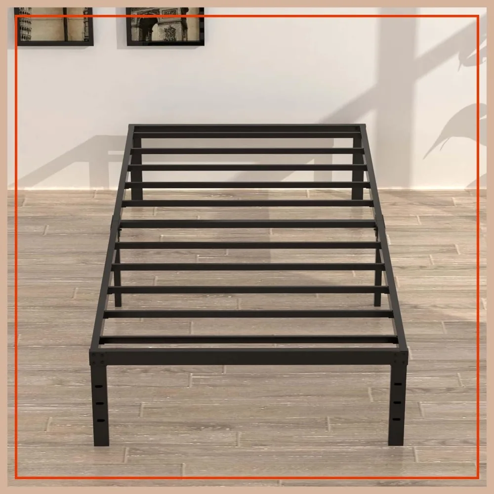 

16 Inch Narrow Twin Bed Frame 30x75 No Box Spring Needed, Metal Platform, Heavy Duty 3,500 lbs, Easy Assembly