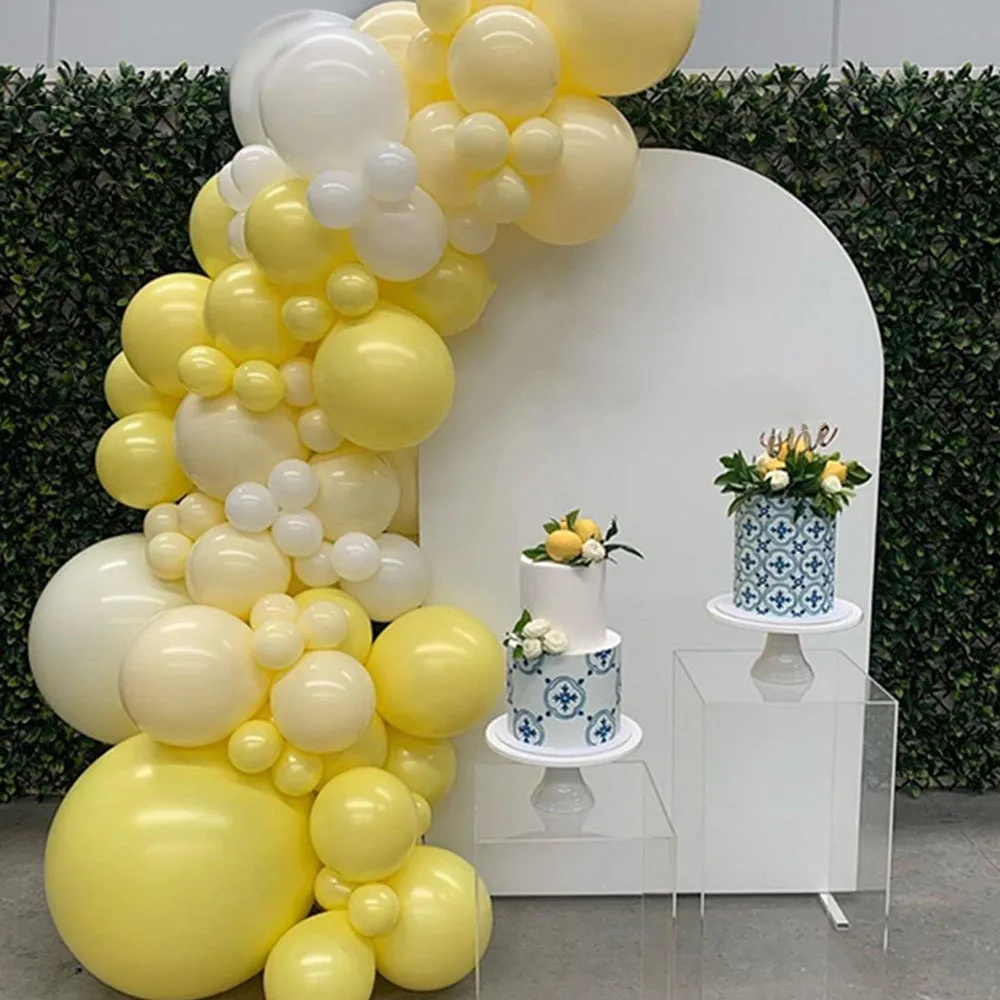 

105pcs Pastel Macaron Yellow White Balloon Garland Arch Wedding Baby Shower Birthday Party Backdrop Tape Wall Global Decorations