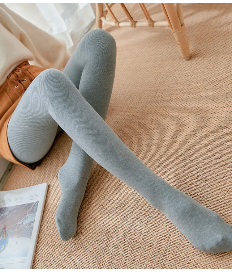 Gerippte Thermo-Leggings mit vertikalen Streifen für Damen im Herbst und Winter, Fleece, verdickt, Street Ready, nahtlos, hohe Taille, Thermohose – Detail 14