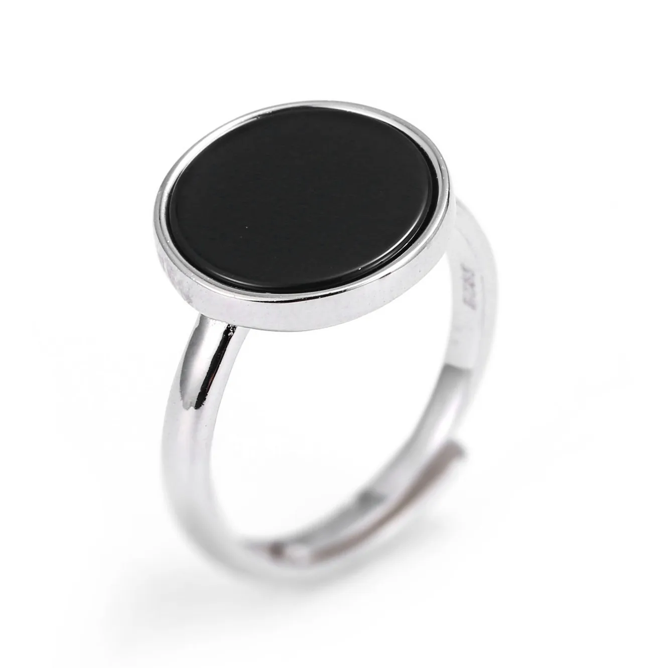 BOCAI New Real Sold S925 Silver Jewelry Trendy Black Onyx Round Man and Woman Ring Classic Punk Style Fine Choice Jewelry