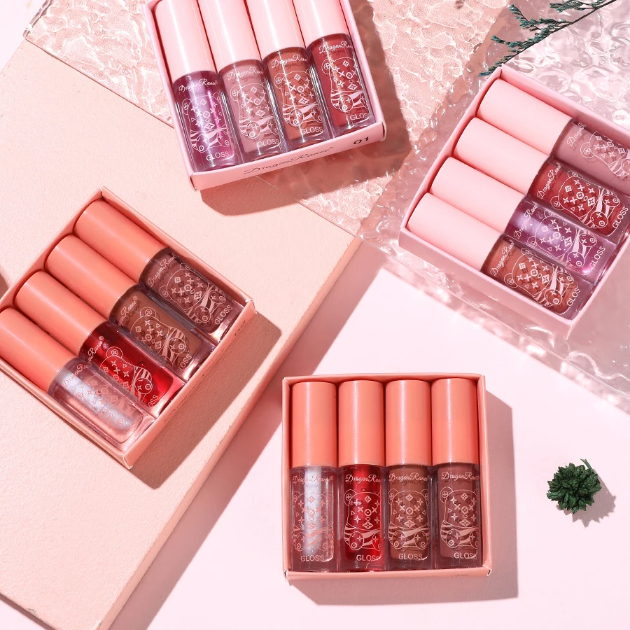 Hydrating Lip Oil Red Niche Lip Gloss Mirror Lip Glaze Lip Nectar Glass Summer Jelly Glass Lips Set of Four