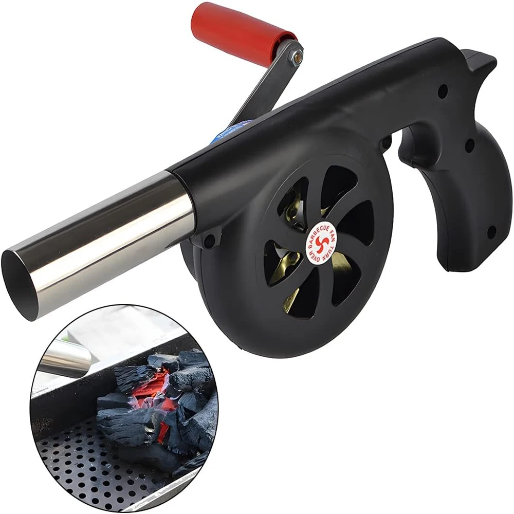 Hand Crank BBQ Fan Portable Barbecue Air Blower Outdoor Cooking Picnic Bellows for Picnic Camping Hiking Stove Grill Accessories