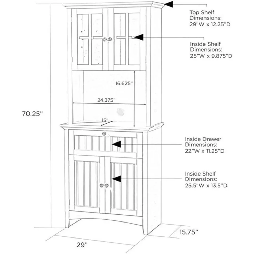 Buffet in legno bianco stile fattoria con contenitore per uso domestico e in ufficio
