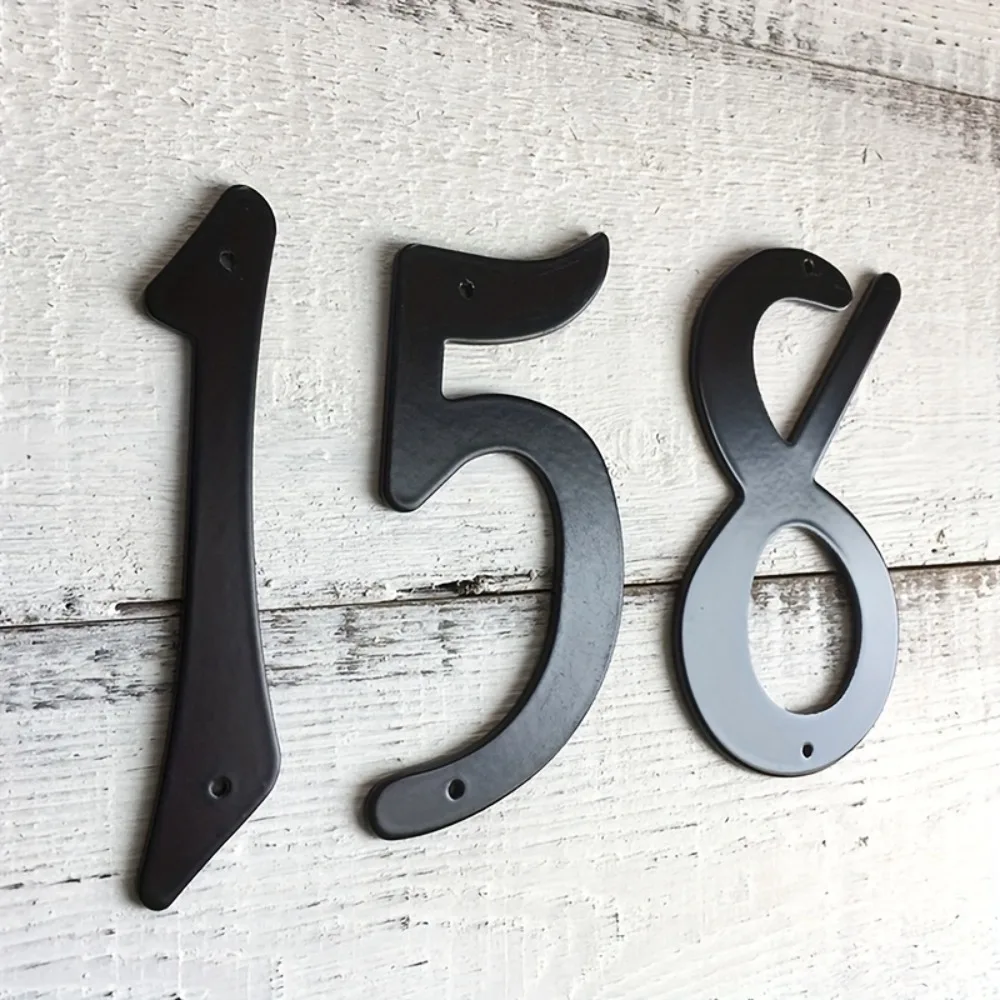 Brand Modern Black Iron Wall Sign 4 Inch Metal Door Plaque Outdoor Mailbox Address Sign Apartment Number 0-9 With Screws