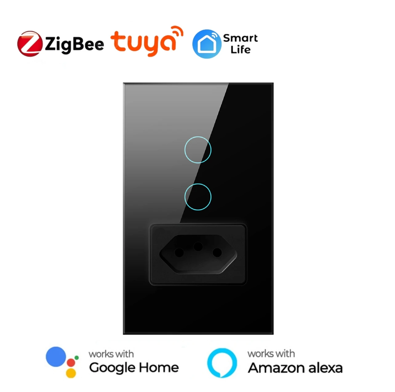 

Tuya Smart Brazil ZigBee Wall Switch 10A Smart Socket Glass Panel 1/2 gang Smart Light Switch Work With Alexa Google home