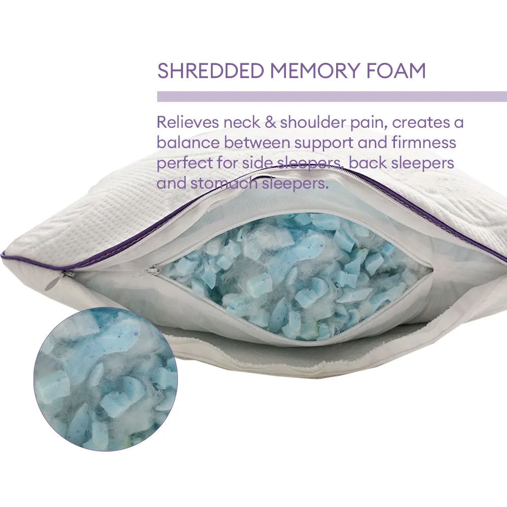 Shredded Memory Foam Pillows for Sleeping Adjustable Bed Pillow with Removable Cover